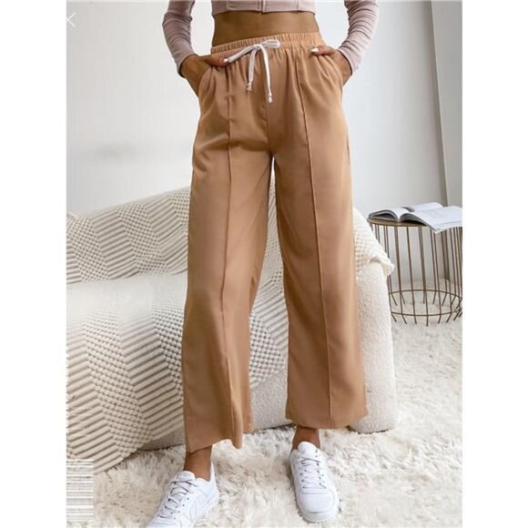 Wide Leg Drawstring Casual Pants - Picture 1 of 8